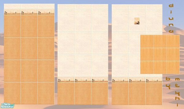 Sims 2 — Diuna by Mekhi — Three tiled walls and one floor in warm colours. I hope you will like the set :] 