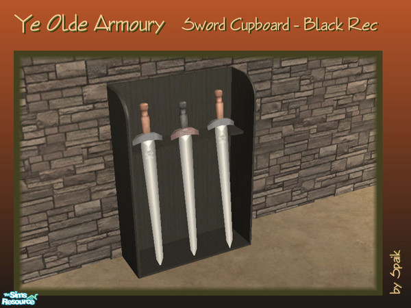 Sims 2 — Sword Cupboard 1-tile - REC2 by Spaik — Recolour in black wood of the wooden structure of the sword cupboard,