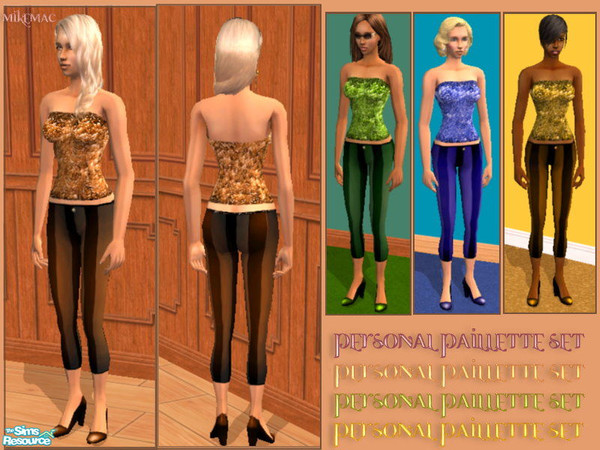 Sims 2 — Personal Paillette Outfits - Set by mikemac — With these cute gaudy outfits, your Sim will really attract