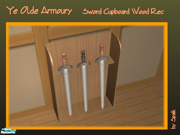 Sims 2 — Sword Cupboard 1-tile - REC1 wood by Spaik — Recolour in light wood of the wooden structure of the sword