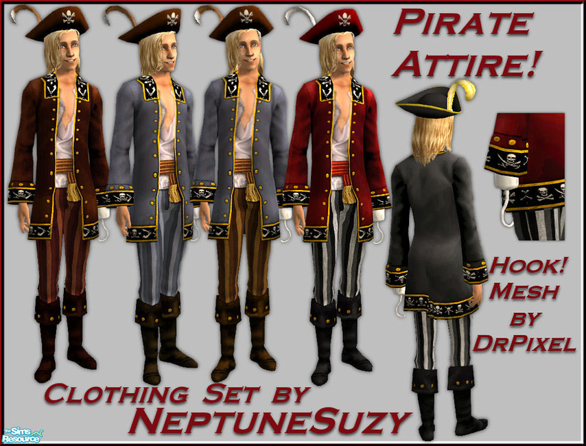 The Sims Resource NSC Pirate Outfits Set 1