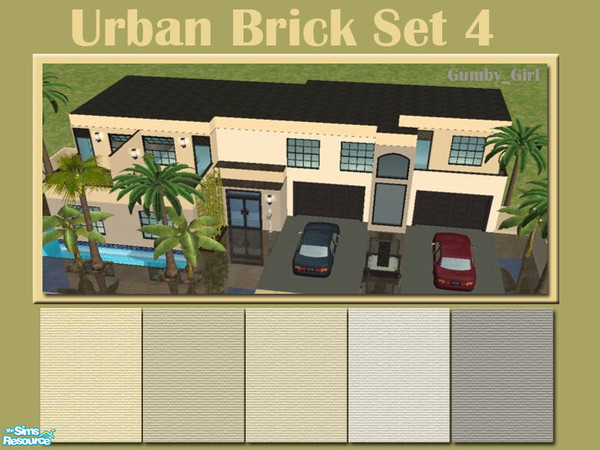 Sims 2 — Urban Brick Wall Set 4 by Gumby_Girl — A set of 5 brick walls for your home or office. Colours include cream,