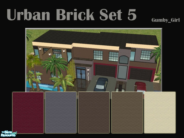 Sims 2 — Urban Brick Wall Set 5 by Gumby_Girl — A set of 5 brick walls for your home or office. Colours include crea,
