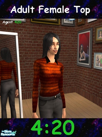 Sims 2 — Striped Dark Amber Shirt by Agent420 — A nice Striped Dark Amber Long Sleeve shirt with a dark black collar.