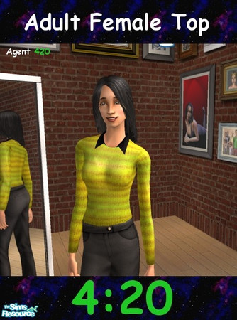 Sims 2 — Striped Yellow Long Sleeve Shirt by Agent420 — A nice Striped Yellow Long Sleeve shirt with a dark black collar.