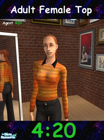 Sims 2 — Striped Orange Long Sleeve Shirt by Agent420 — A nice Striped Orange Long Sleeve shirt with a dark black collar.