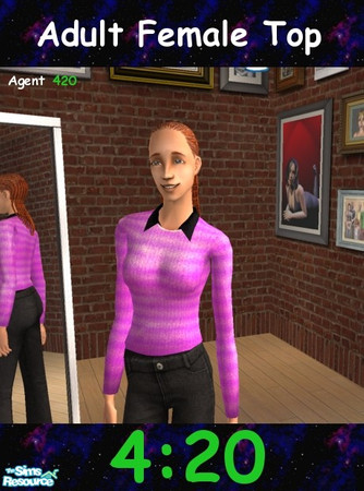 Sims 2 — Striped Bubblegum Pink Shirt by Agent420 — A nice Striped Bubblegum Pink Long Sleeve shirt with a dark black