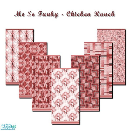 Sims 2 — Me So Funky Chicken Ranch by iwubu — Patterns in cloth wallpaper of the not-so-normal and slightly odd, but