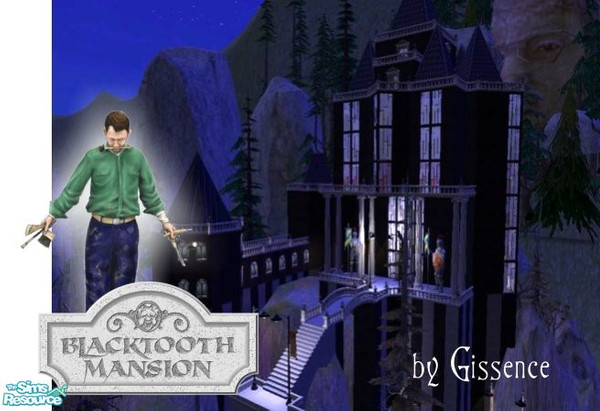 Sims 2 — Blacktooth Mansion by gissence — A six unit haunt built on moon-like terrain with plenty of macabre including a