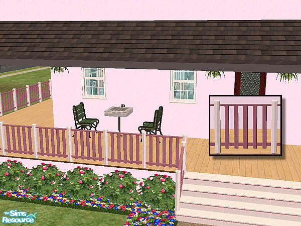 Sims 2 — Country Fence in white wood - purplehear by chrissy6930 — Country fence with posts in white wood and railing in
