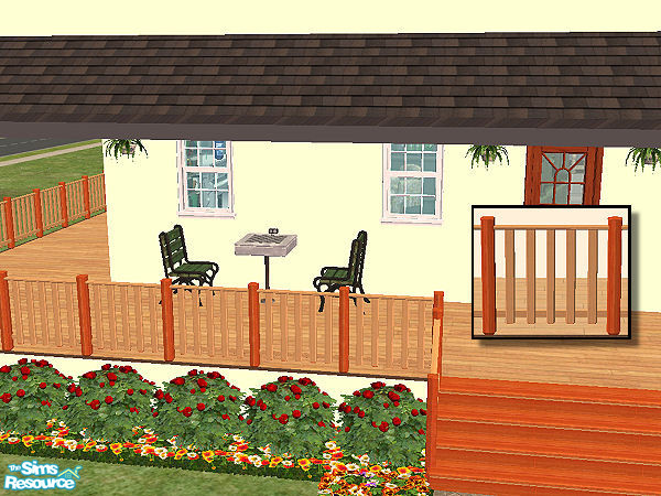 Sims 2 — Country Fence in rosewood - light wood by chrissy6930 — Country fence with posts in rosewood and railing in