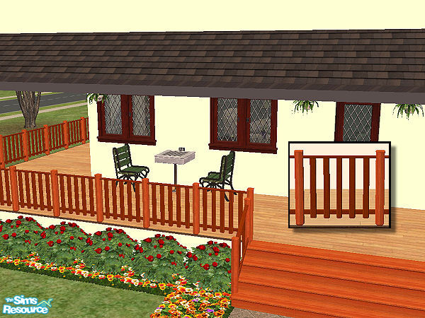 Sims 2 — Country Fence in rosewood - walnut by chrissy6930 — Country fence with posts in rosewood and railing in walnut.
