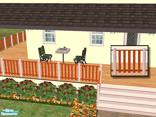 Sims 2 — Country Fence in white wood - rosewood by chrissy6930 — Country fence with posts in white wood and railing in