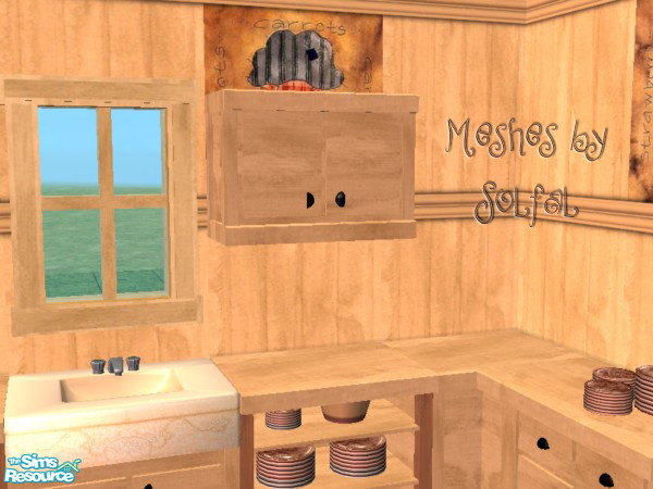 Sims 2 — Country Sampler Wall Cabinet by SpringwolfDecor — A Little bit of the country for your kitchen! Featuring fruits
