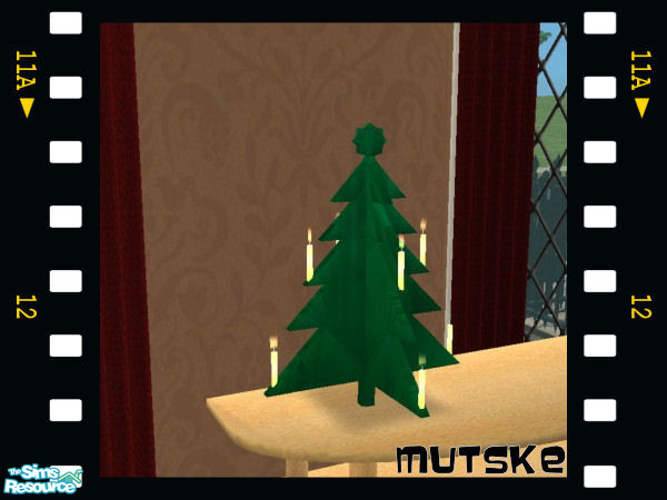 Sims 2 — Wooden Christmas Gold Candle by Mutske — Wooden Christmas Tree with 8 candles.