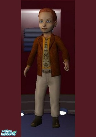 Sims 2 — Tumlesmart, golden for toddlers. by momsemor2002 — The "smart" tuxedo in reddish brown with orange