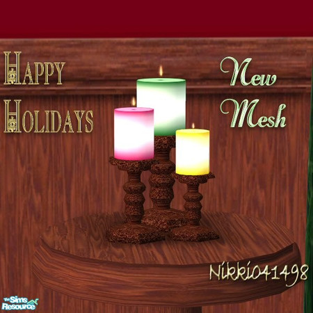 Sims 2 — Old World Candles by Nikki041498 — Rustic iron candle stands with bright festive holiday candles. *New Mesh*