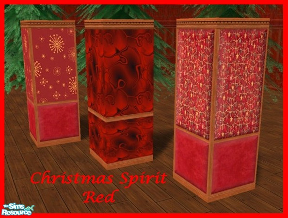 Sims 2 — Christmas Spirit  - RED by galilea — Celebrate the holidays with these varied wallcoverings. Choose from a nice