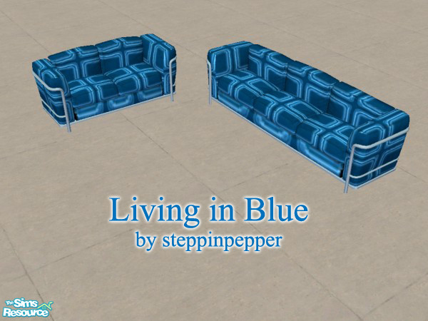 Sims 2 — Living in Blue Sofa by steppinpepper — Part of Living in blue Set.