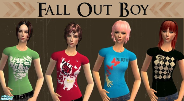 Sims 2 — Fall Out Boy Set by ILikeMusic640 — 4 shirts for the band Fall Out Boy. For female, mesh is the 9th down on the