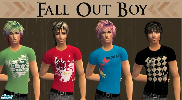 Sims 2 — Fall Out Boy Set by ILikeMusic640 — 4 awesome shirts with a Fall Out Boy design! 