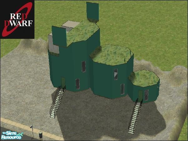 Sims 2 — Starbug (Red Dwarf) by Hordriss — With \"cockpit\" (TV room), rec room, galley, bedrooms (one twin,