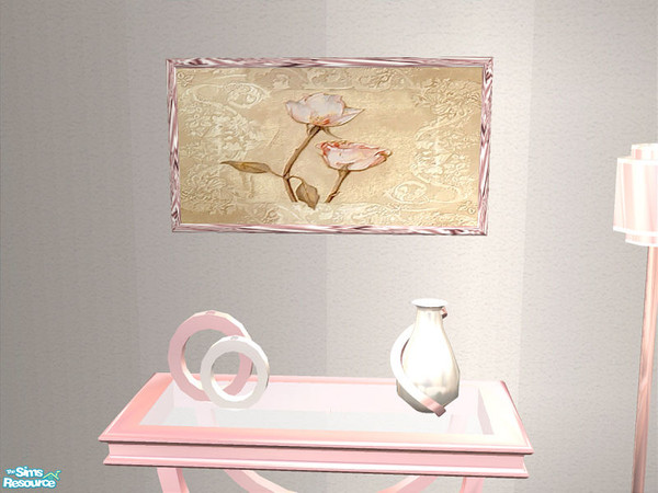 Sims 2 — Spell Living Pink - Painting by detimgi — A pink and white recolor of the Spell living room.Recolor of the