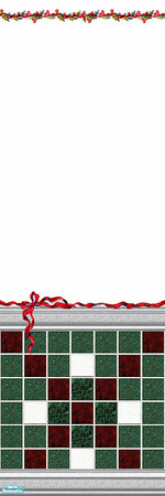 Sims 2 — Mistletoe Half Bowed by Lorah — 4 Christmas walls in duo sets. 1 set red and green tiles.