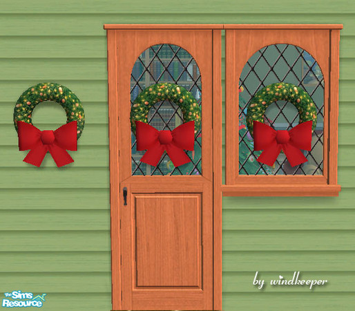Sims 2 — Wall hanging wreath by Windkeeper — *Jun 17/06 updated to remove shine* Can be placed on a window or a door.