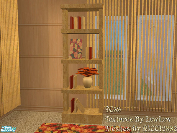 Sims 2 — TC 59 Living Room - Bookcase by detimgi — A recolor of the Bussel Living meshes by RICCI2882 and the 2x3 rug by