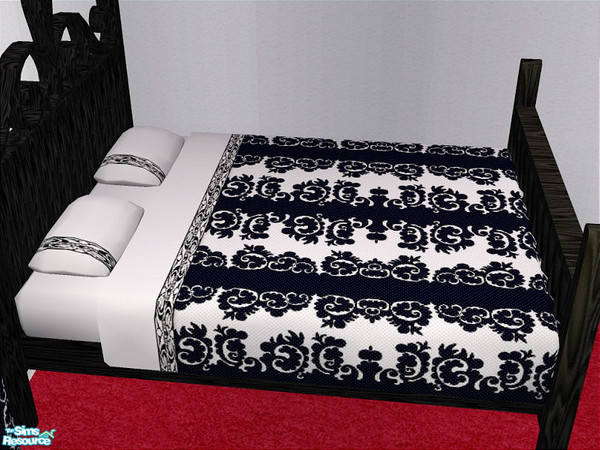 Sims 2 — Halle In Black - Bedding by detimgi — Black stained wood recolor of the Halle bedroom set.Recolor of the 2x3