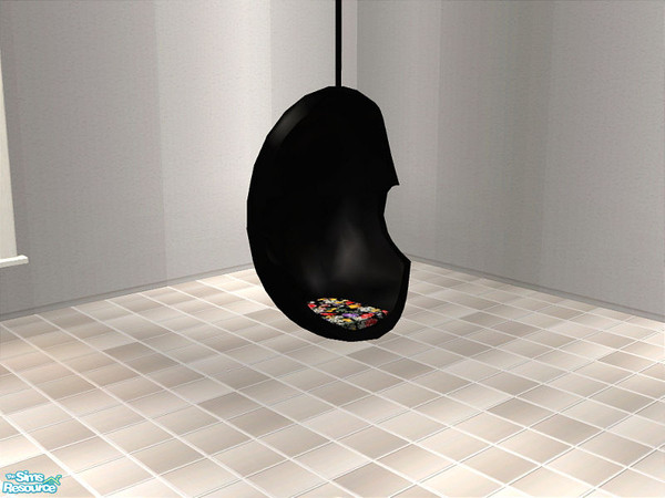 Sims 2 — Silly Egg Chair -Black by detimgi — Hanging black egg chair