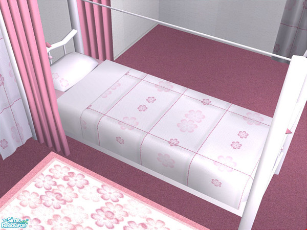Sims 2 — Lil Princess Bedroom - Bedding by detimgi — Pink and white flower bedding 