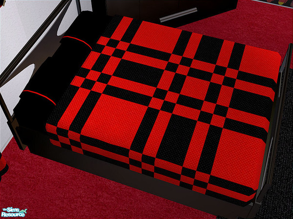 Sims 2 — Male Teen Bedroom - Bedding by detimgi — Black and red bedding for male teen bedroom