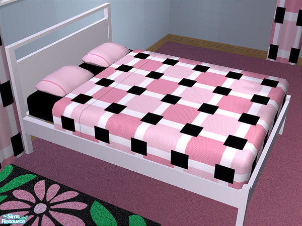 Sims 2 — Female Teen Bedroom - Bedding by detimgi — Bedding in my three favorite colors.Pink,black and white.
