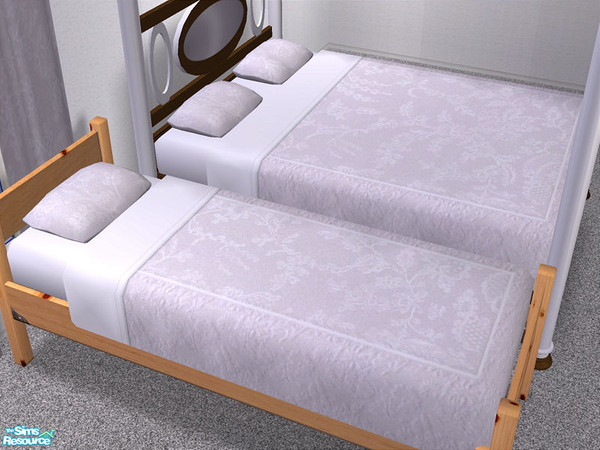 Sims 2 — Contrast bedroom - Bedding by detimgi — Grey flower textured bedding with white lace topping