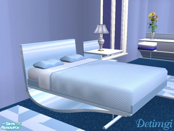 Sims 2 — Blue Steele Bedroom -Bedframe by detimgi — light blue recolor of manly minimalist bedframe by zita