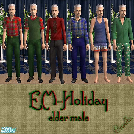Sims 2 — am_EMHoliday by Cruella — Elder male holiday outfits. Just in time for the celebrations. Created especially for