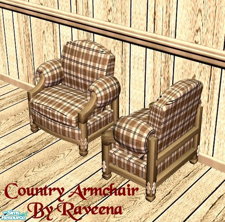 Sims 2 — Country Arm Chair by Raveena — You need Dincer's mesh for this object to work in the game. Download it below.