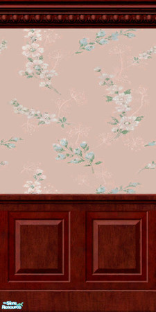 Sims 2 — Sassy Classy by Zargret — A mixture of Maxis Sassy Classy wallpaper and dark wood wainscoting.