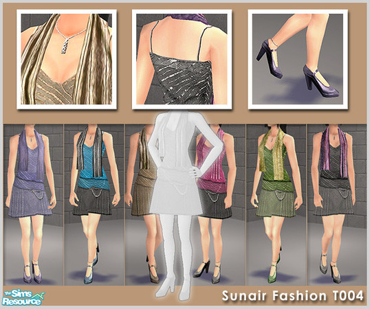 Sims 2 — Sunair Fashion Set 004 by Sunair — 1 mesh 6 recolors.