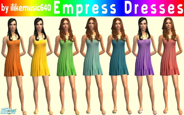 Sims 2 — Empress Dresses by ILikeMusic640 — Seven dresses in every color of the spectrum