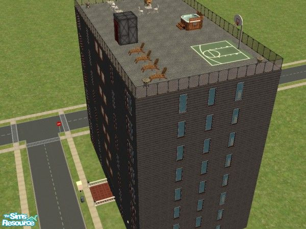 Sims 2 — Fenix Plaza by darksoul1978 — Inner city complex with 8 units and communal area on roof which includes