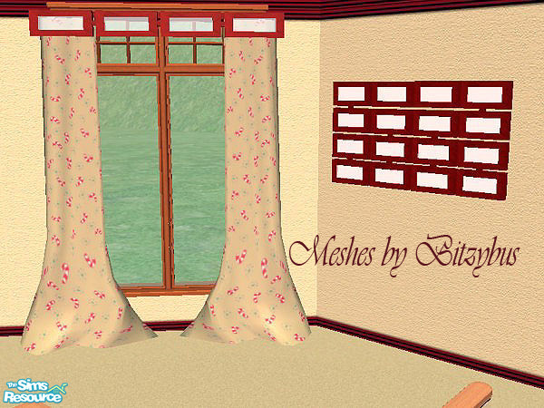 Sims 2 — Candy Cane Curtains by SpringwolfDecor — A small taste of Christmas in November! You'll need Bitzybus's Meshes
