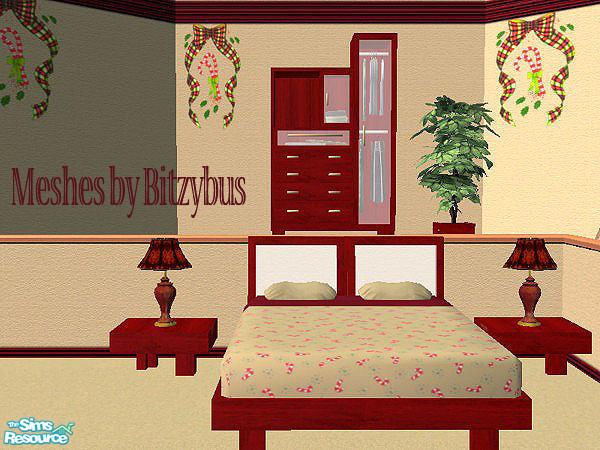 Sims 2 — Candy Cane Bed by SpringwolfDecor — A small taste of Christmas in November! You'll need Bitzybus's Meshes from
