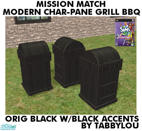 Sims 2 — TL - MM Char-PaneGrillBBQ OrigBlackBlkWd by TabbyLou — Maxis Original Black Wood with Black accents Recolor of