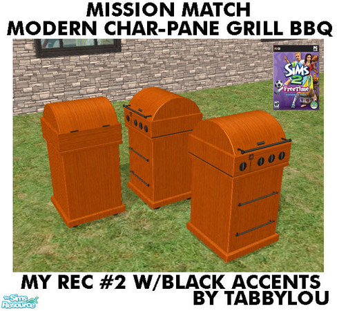 Sims 2 — TL - MM Char-PaneGrillBBQ Recolor02BlkWd by TabbyLou — My Recolor #2 Wood with Black accents Recolor of