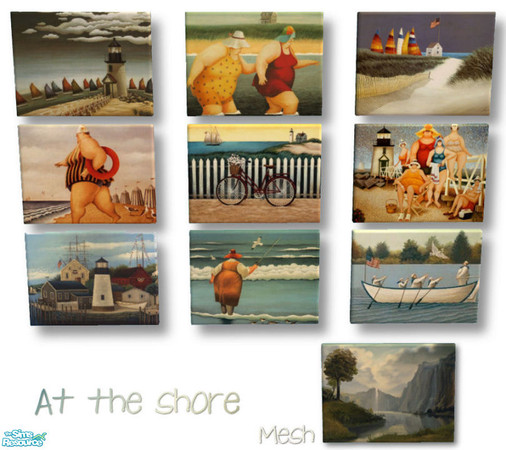 Sims 2 — At the shore - painting recolors by mirake — Mesh is a \"free time\" Maxis one, but the textures will