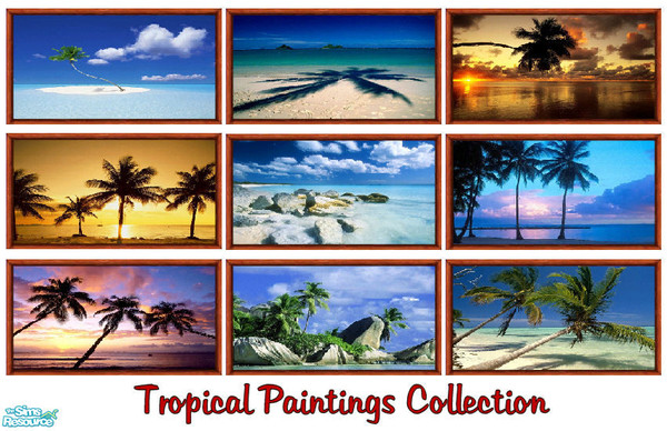 Sims 2 — Tropical Paintings Collection by shadow66 — This is a set of nine paintings depicting tropical scenes of dream