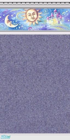 Sims 2 — Celestial Sleeper Wallpaper by tamlfra — Soft purplish-blue walls, with a dreamy sun and moon border.. Let your